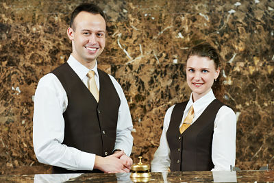 Hotel worker on reception